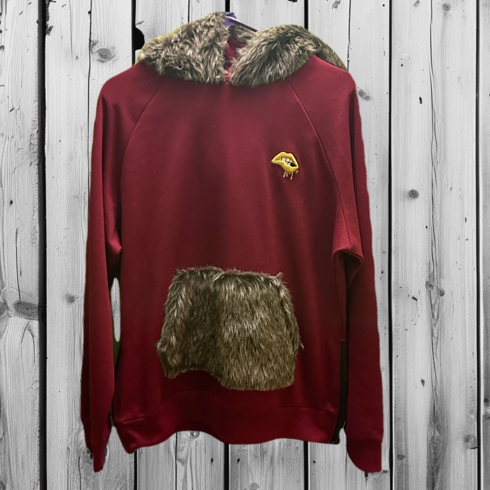 RIFLESSI Collection Faux Fur Trimmed Women's Turtleneck Sweater 2XL